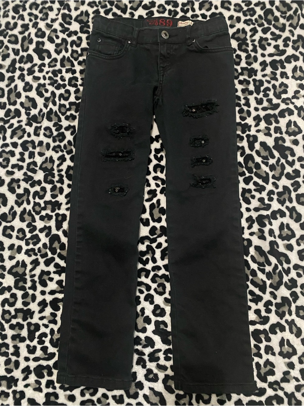 The Children's Place Black Distressed sequined Girls' Jeans